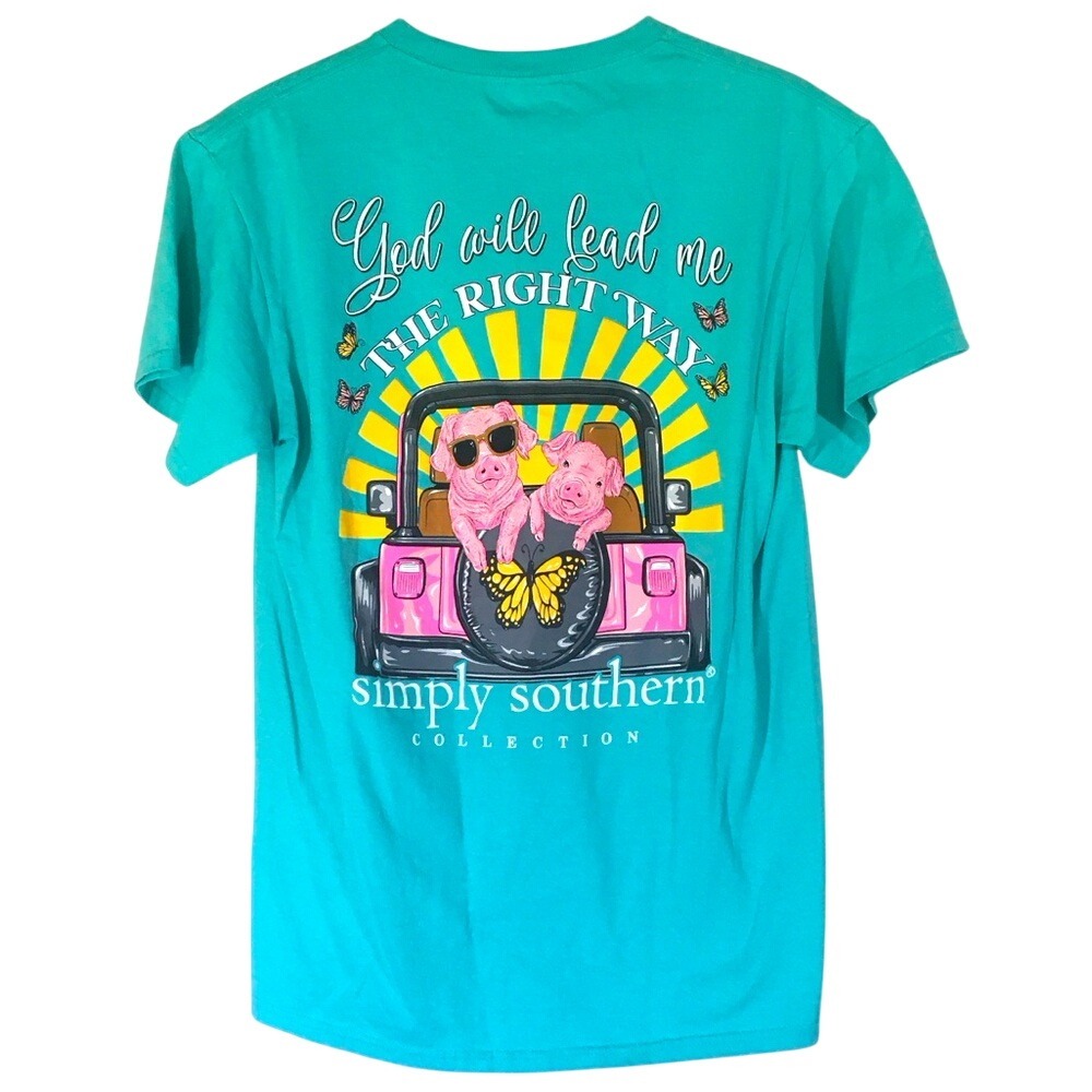 Simply Southern Pigs in a‎ Pink Jeep Butterfly Graphic Tee